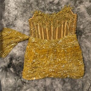 Gold Beaded Corset Custom Dress
